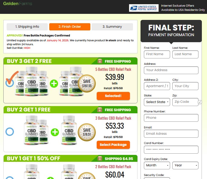 Golden Farms CBD Gummies Order Page
